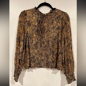 Zara snake print long sleeve blouse